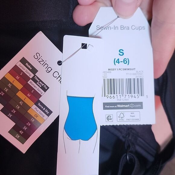 Time and Tru Women’s Small Black Twist Knot One Piece Swimsuit - New - Picture 3 of 3